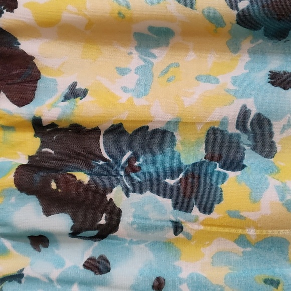 Y2K Vintage Cato Fairycore High-Low Skirt Yellow Aqua Floral Sheer Lined Size M - Picture 4 of 11